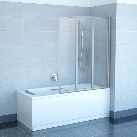 Перегородка (шторка, ширма) на борт ванны складная Ravak VS3 100 профиль сатин прозрачное стекло 795P0U00Z1 интернет магазин сантехники BATHPOINT